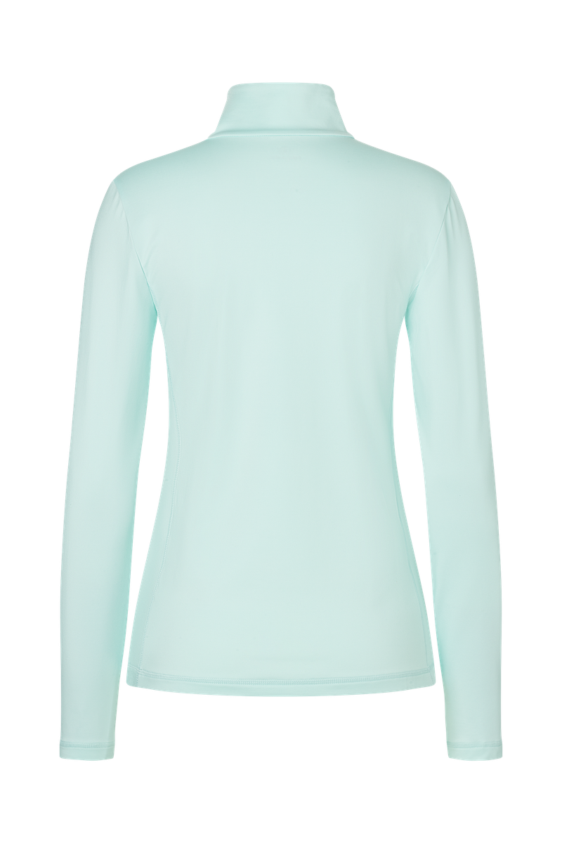 A mint green Bogner Fire + Ice Women's Margo2 Turtleneck sweater that is made from a premium technical fabric.