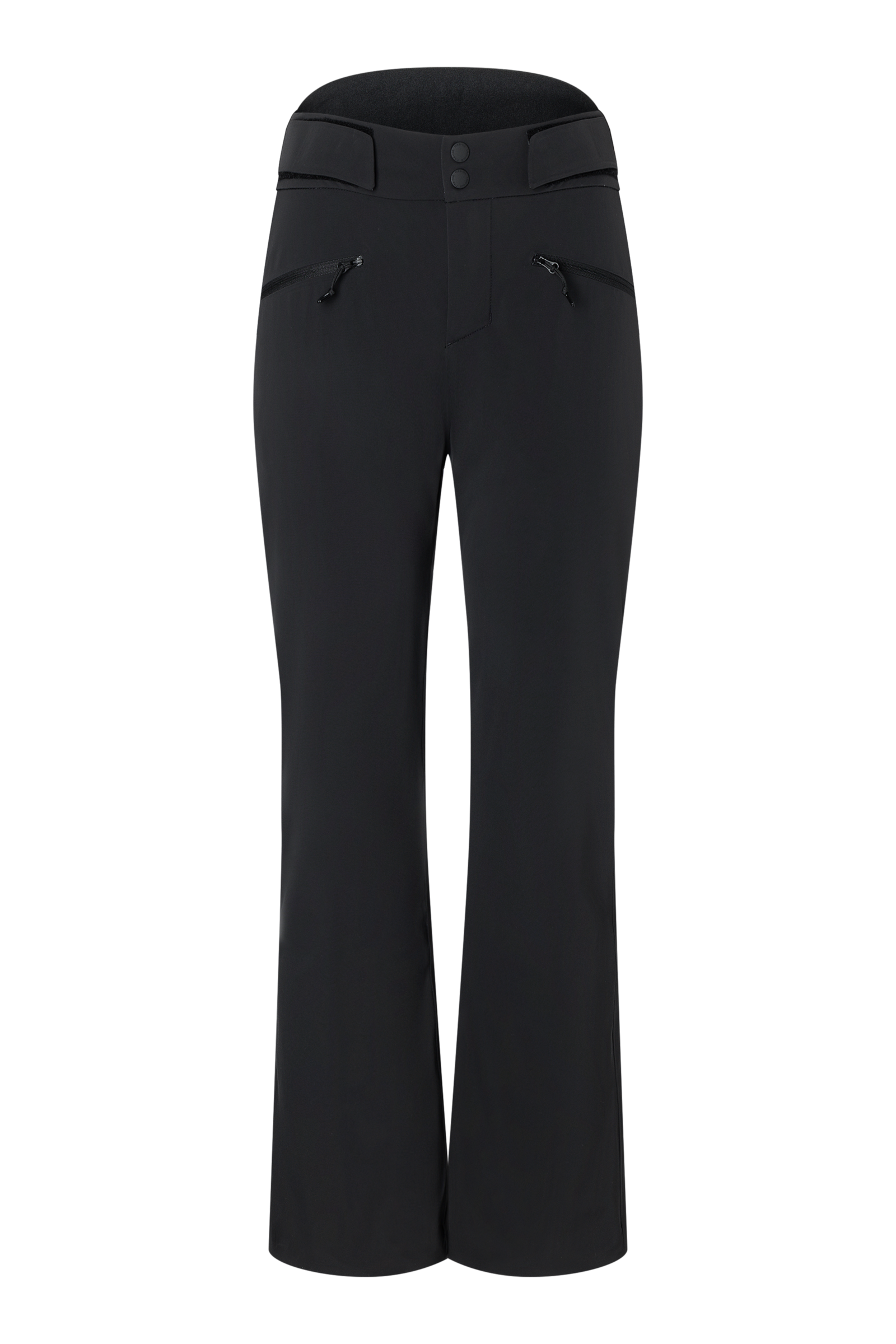 A pair of black Bogner Fire + Ice Women's Nessa-T Ski Pants that feature 20K waterproofing and 20K breathability, a premium 4-way stretch technical fabric, and a sleek silhouette.