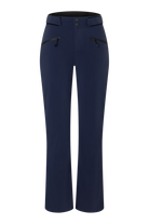 A pair of navy blue Bogner Fire + Ice Women's Nessa-T Ski Pants that feature 20K waterproofing and 20K breathability, a premium 4-way stretch technical fabric, and a sleek silhouette.