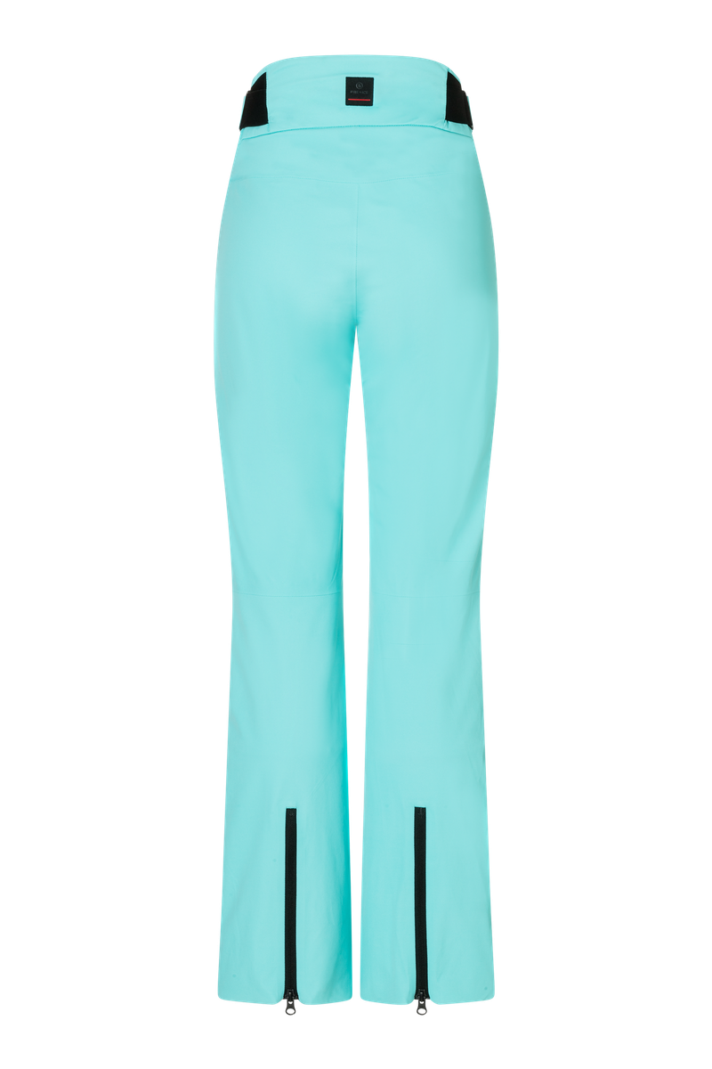 A pair of light blue Bogner Fire + Ice Women's Nessa-T Ski Pants that feature 20K waterproofing and 20K breathability, a premium 4-way stretch technical fabric, and a sleek silhouette.