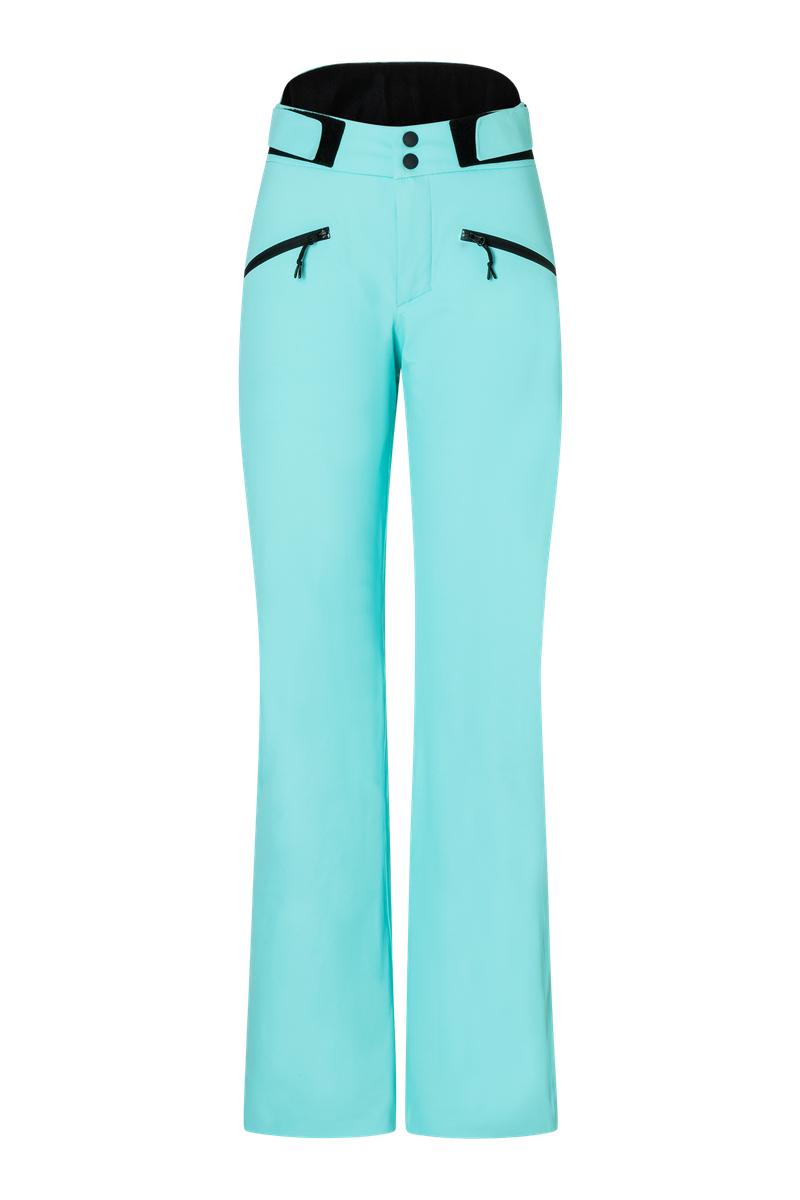 A pair of light blue Bogner Fire + Ice Women's Nessa-T Ski Pants that feature 20K waterproofing and 20K breathability, a premium 4-way stretch technical fabric, and a sleek silhouette.