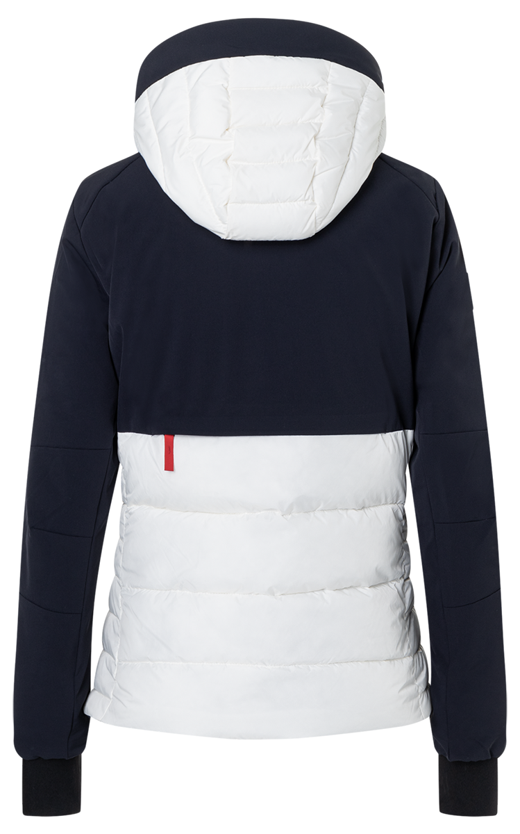 Bogner FIRE + ICE Janka4 Women's ski jacket in Deepest Navy with 4-way stretch, Thermore Ecodown insulation and detachable hood.