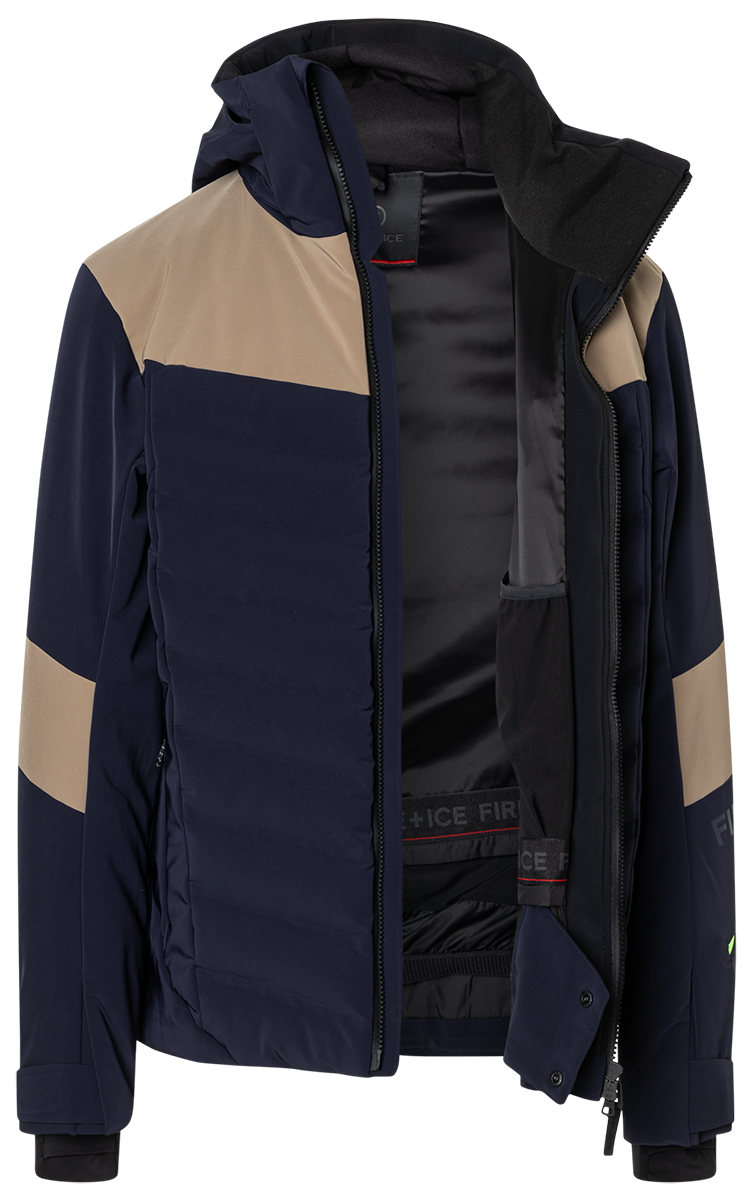 Bogner FIRE + ICE Men's Radek ski jacket with 20K waterproof 4-way stretch, Thermore Ecodown insulation and detachable hood.