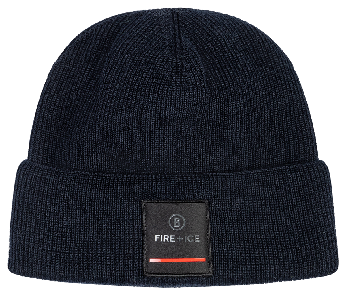 Bogner FIRE + ICE Tarek Hat with ribbed virgin wool-blend knit, wide turned-up cuff and signature logo patch.