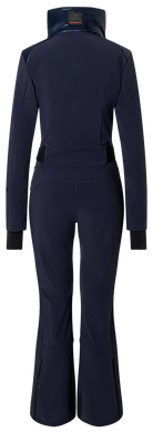 Bogner FIRE + ICE Zea Women's One Piece in Deepest Navy with 4-way stretch softshell, fleece lining and quilted panels.