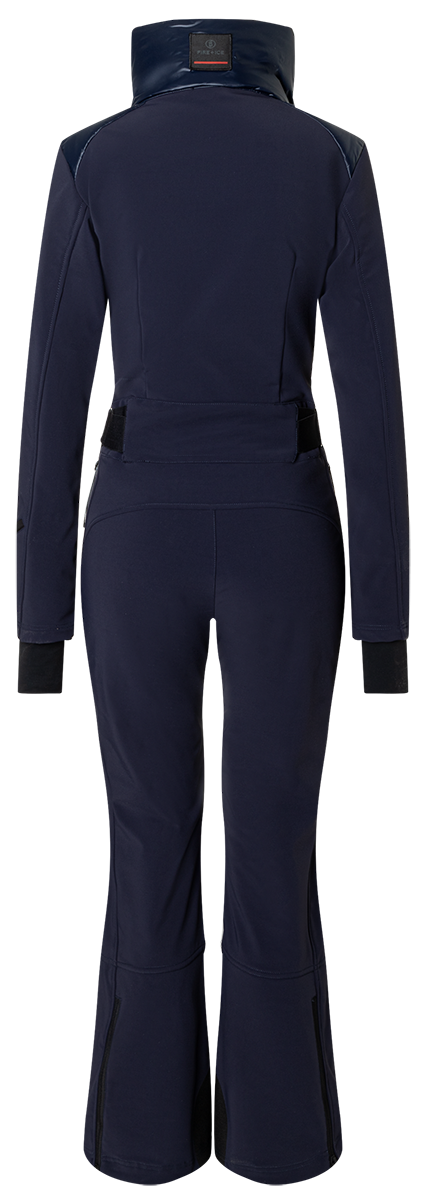 Bogner FIRE + ICE Zea Women's One Piece in Deepest Navy with 4-way stretch softshell, fleece lining and quilted panels.