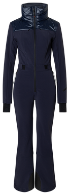 Bogner FIRE + ICE Zea Women's One Piece in Deepest Navy with 4-way stretch softshell, fleece lining and quilted panels.