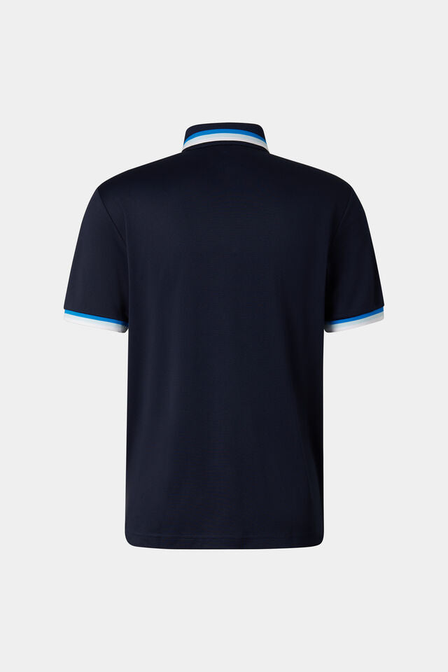 Bogner Men's Arik short-sleeved golf polo with breathable stretch performance fabric and athletic fit for golf and everyday wear