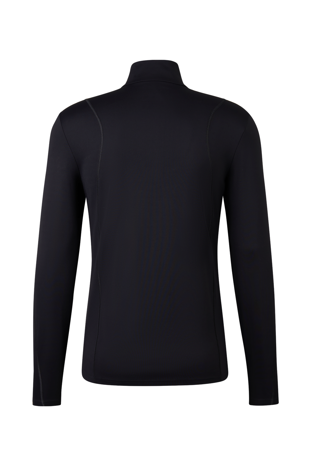 A black Bogner Men's Harry T-Neck sweater which features a quick drying, moisture-wickening, and stretchable technical fabric.
