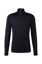 A black Bogner Men's Harry T-Neck sweater which features a quick drying, moisture-wickening, and stretchable technical fabric.