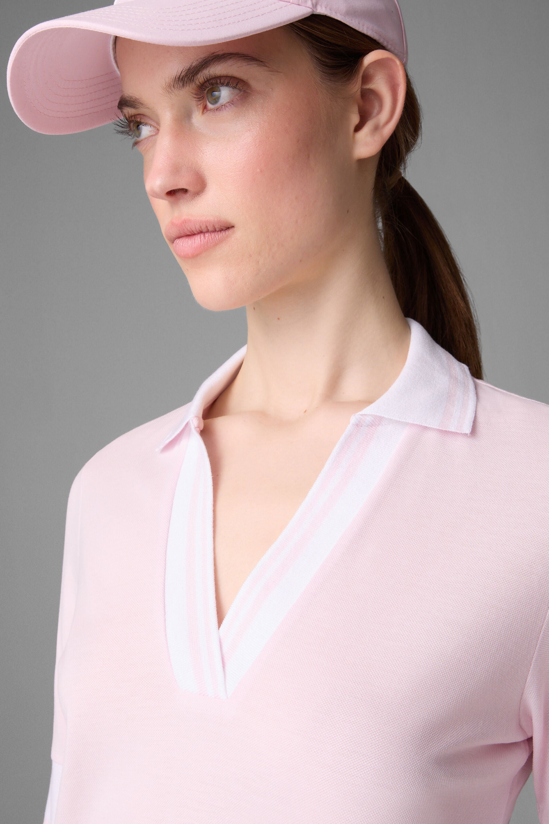 Bogner Women's Elonie golf polo with breathable stretch performance fabric and tailored fit for golf and resort wear