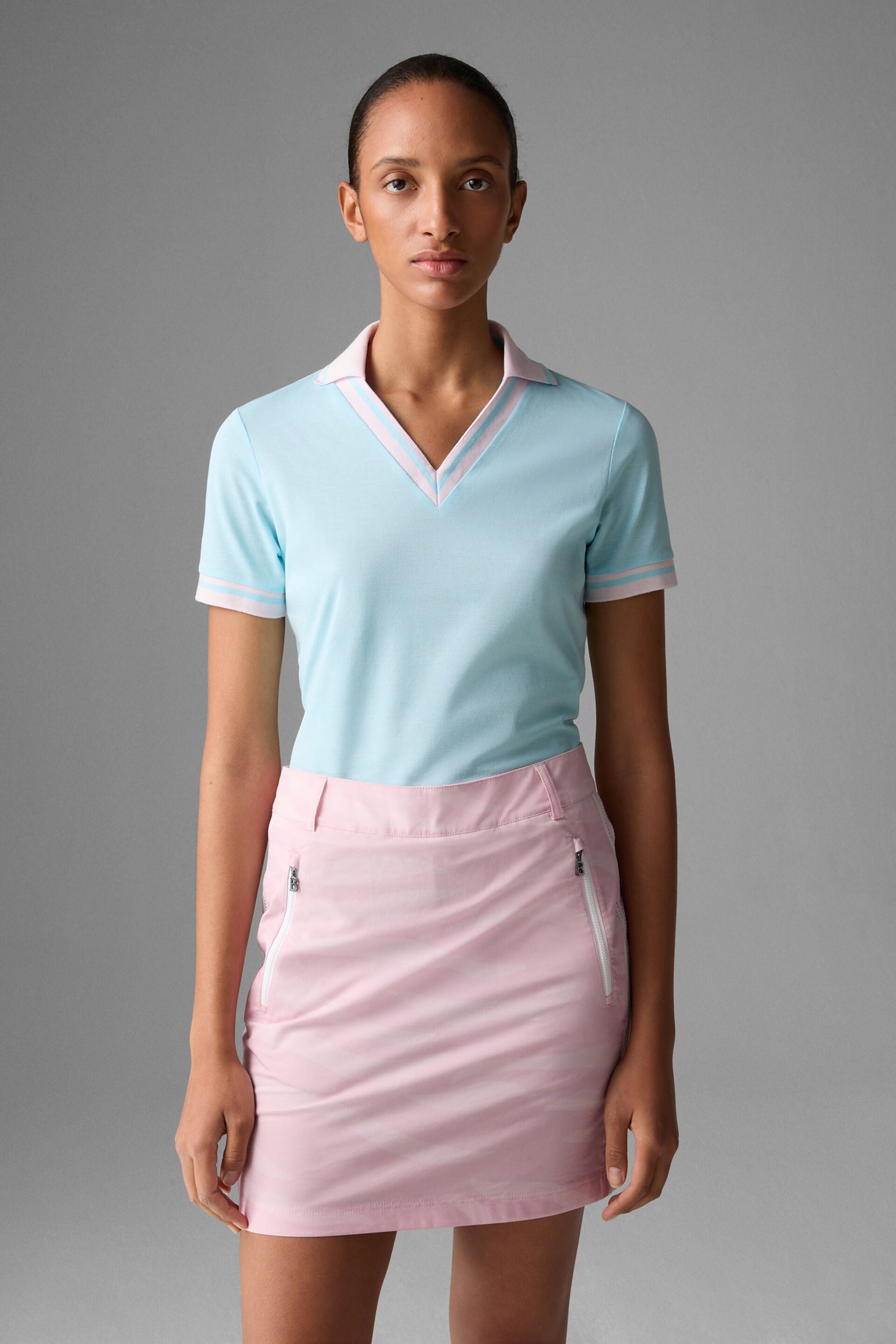 Bogner Women's Lydia golf polo with breathable stretch performance fabric and tailored fit for golf and resort wear