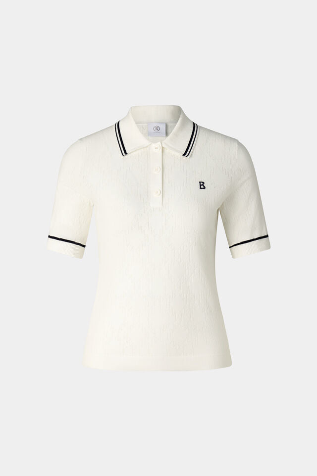 Bogner Women's Mandy knitted golf polo with premium breathable knit fabric and tailored fit for golf and resort wear