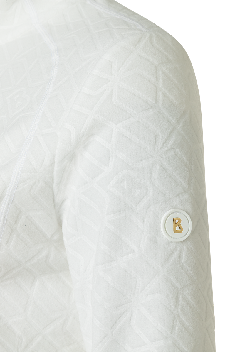 Bogner Women's Medita Fleece T-Neck with soft technical fleece, stand-up collar, signature B-zip and shaping seams.