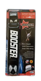 Booster Strap Expert/Race showing three-band stiff elastomeric stretch webbing, heavy-duty metal cam buckle with micro-adjustable teeth, and reinforced stitched anchor loop.
