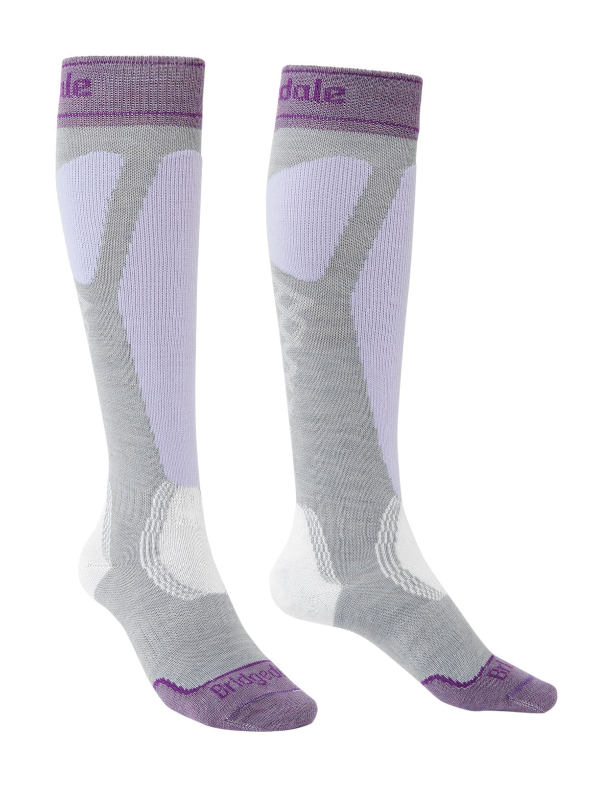 Bridgedale Women's Ski Easy On Merino Endurance Over Calf sock with MerinoFusion technology and low-friction zones for easier ski boot entry.