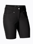 A pair of black Daily Sports Women's Lyric 19" Golf Shorts on a white background