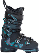 A grey, black, and teal 2026 Dalbello Veloce 75 MV W Ski Boot that features a medium-volume fit and GripWalk soles.