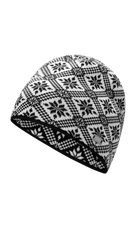 Dale of Norway Christiania Hat in Black Offwhite featuring a classic Norwegian-inspired knit pattern.