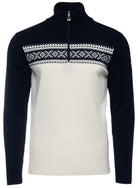 Dale of Norway Men's Dalestølen Merino Wool Sweater in Offwhite Navy with classic Norwegian Cortina-inspired pattern.