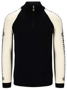 Dale of Norway Men's Geilo Sweater in Black Offwhite, a sporty Norwegian quarter-zip sweater made from 100% skin-soft merino wool.