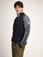 Dale of Norway Men's Geilo Sweater in Darkcharcoal Smoke, a sporty Norwegian quarter-zip sweater made from 100% skin-soft merino wool.