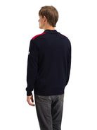 Dale of Norway Men's Liberg Sweater in Offwhite Raspberry featuring classic Norwegian-inspired styling and a quarter-zip neckline.