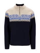 Dale of Norway Men's Moritz Sweater in Marine Sandstone, a classic Norwegian ski sweater made from 100% merino wool.