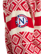 Dale of Norway Men's Team Norway Cortina Sweater in Raspberry Offwhite featuring the iconic Norwegian Cortina pattern.