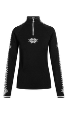 A black Dale of Norway Women’s Geilo turtleneck sweater made in Norway from luxurious Norweigan merino wool.