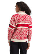Dale of Norway Women's Team Norway Cortina Sweater in Raspberry Offwhite featuring the iconic Norwegian Cortina pattern.