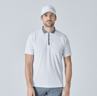 Descente Golf men's short sleeve polo with breathable stretch performance fabric for golf and everyday wear