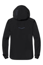 A black Descente Men's Finder ski jacket that features 20K waterproofing and 20K breathability, a premium 4-way sretch technical fabric, and a sleek silhouette.