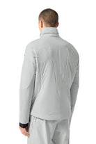 Rear view of an icicle grey/marco Descente Men’s I2C Insulation Jacket featuring a 4-way stretch Dermizax shell, dual-zip front ventilation, heat-sealed chest pocket, and ergonomic Motion 3D tailored fit.