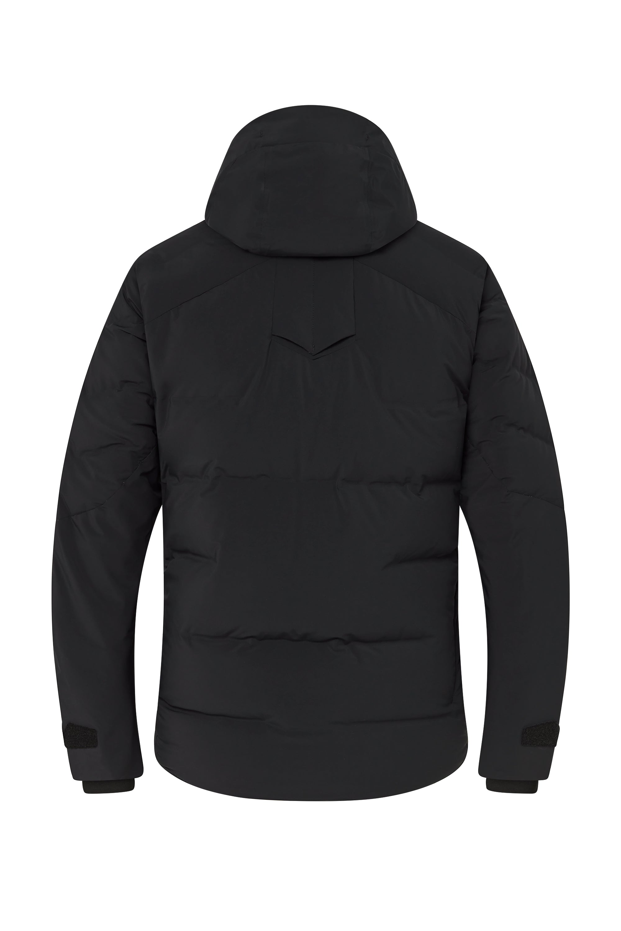 A black Descente Men’s Swiss Down Ski Jacket that features 20K waterproofing and 20K breathability, a premium 4-way stretch technical fabric, and a flattering silhouette.