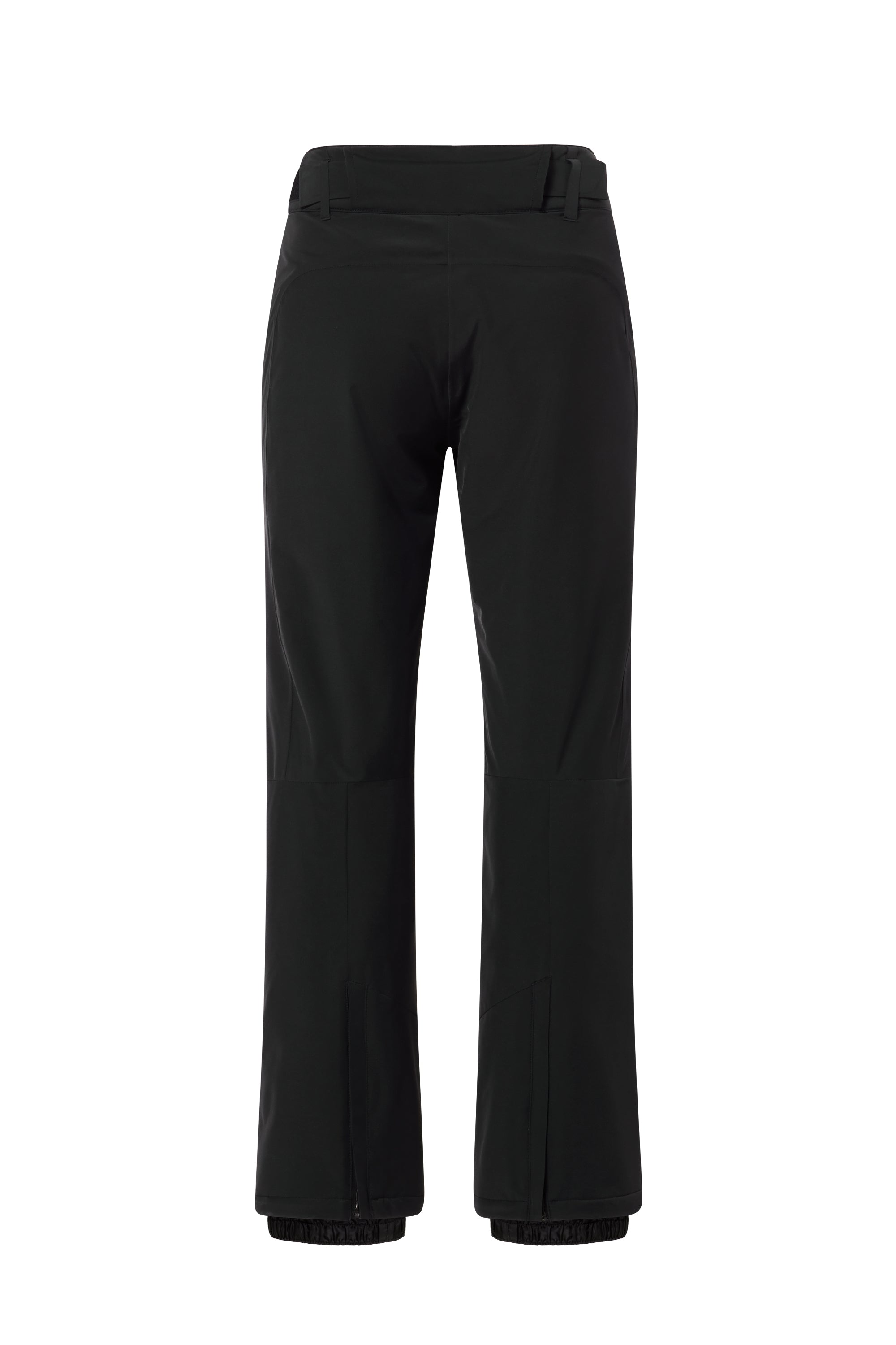A pair of black Descente Women's Smooth insulated ski pants that feature a 20K waterproofing and 20K breathability membrane, a premium 4-way stretch technical fabric, and a sleek, flattering silhouette.