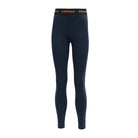 A pair of navy kids' Devold Duo Active Merino Jr Long Johns that feature moisture-wicking fabric and lightweight warmth.