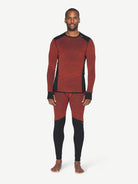 Devold Men's Reverso Merino Longs in Brick, reversible merino wool baselayer with breathable flat-knit and insulating 3D-knit sides.