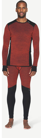 Devold Men's Reverso Merino Shirt in Brick, reversible merino baselayer with breathable flat-knit and insulating 3D-knit sides.