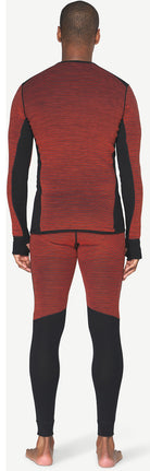 Devold Men's Reverso Merino Shirt in Brick, reversible merino baselayer with breathable flat-knit and insulating 3D-knit sides.
