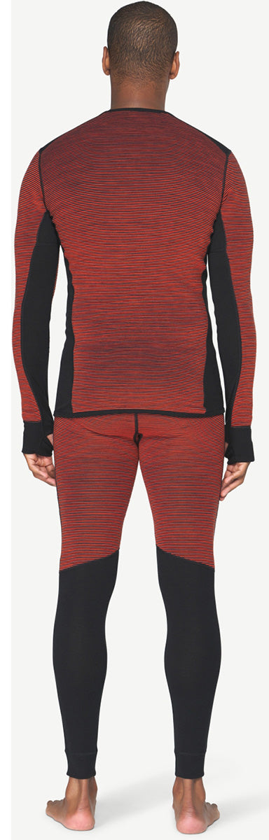 Devold Men's Reverso Merino Shirt in Brick, reversible merino baselayer with breathable flat-knit and insulating 3D-knit sides.