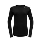 A black Devold Women’s Expedition Merino 235 Shirt made from premium moisture-wicking, lightweight, and warm merino wool.