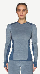 Devold Women's Reverso Merino Shirt in Dawn, reversible merino baselayer with breathable flat-knit and insulating 3D-knit sides.