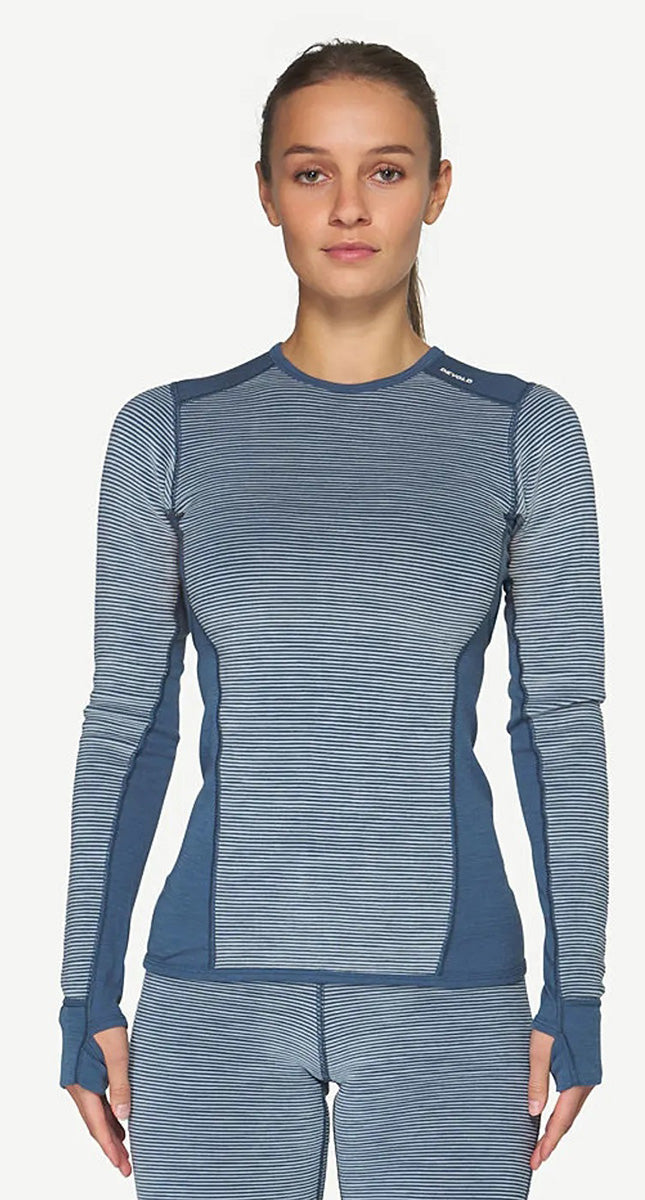 Devold Women's Reverso Merino Shirt in Dawn, reversible merino baselayer with breathable flat-knit and insulating 3D-knit sides.
