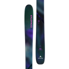 A 2027 Dynastar M-Free 94 ski featuring a progressive twin-rocker profile with camber underfoot, a 94mm waist width, and a Hybrid Core 2.0 construction blending poplar wood and polyurethane. The design highlights full sidewall sandwich construction, a directional sidecut with a tapered tip and tail, and integrated fiberglass reinforcements.