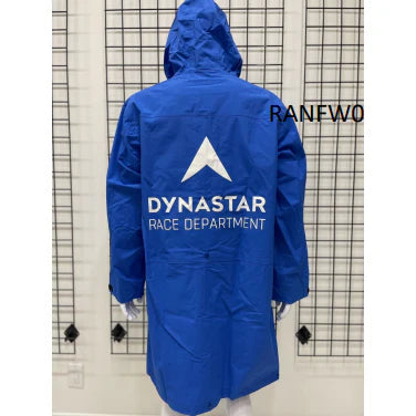 Dynastar Race Rain Shell Jacket featuring waterproof, windproof construction, breathable fabric, adjustable hood, and lightweight race-day weather protection.