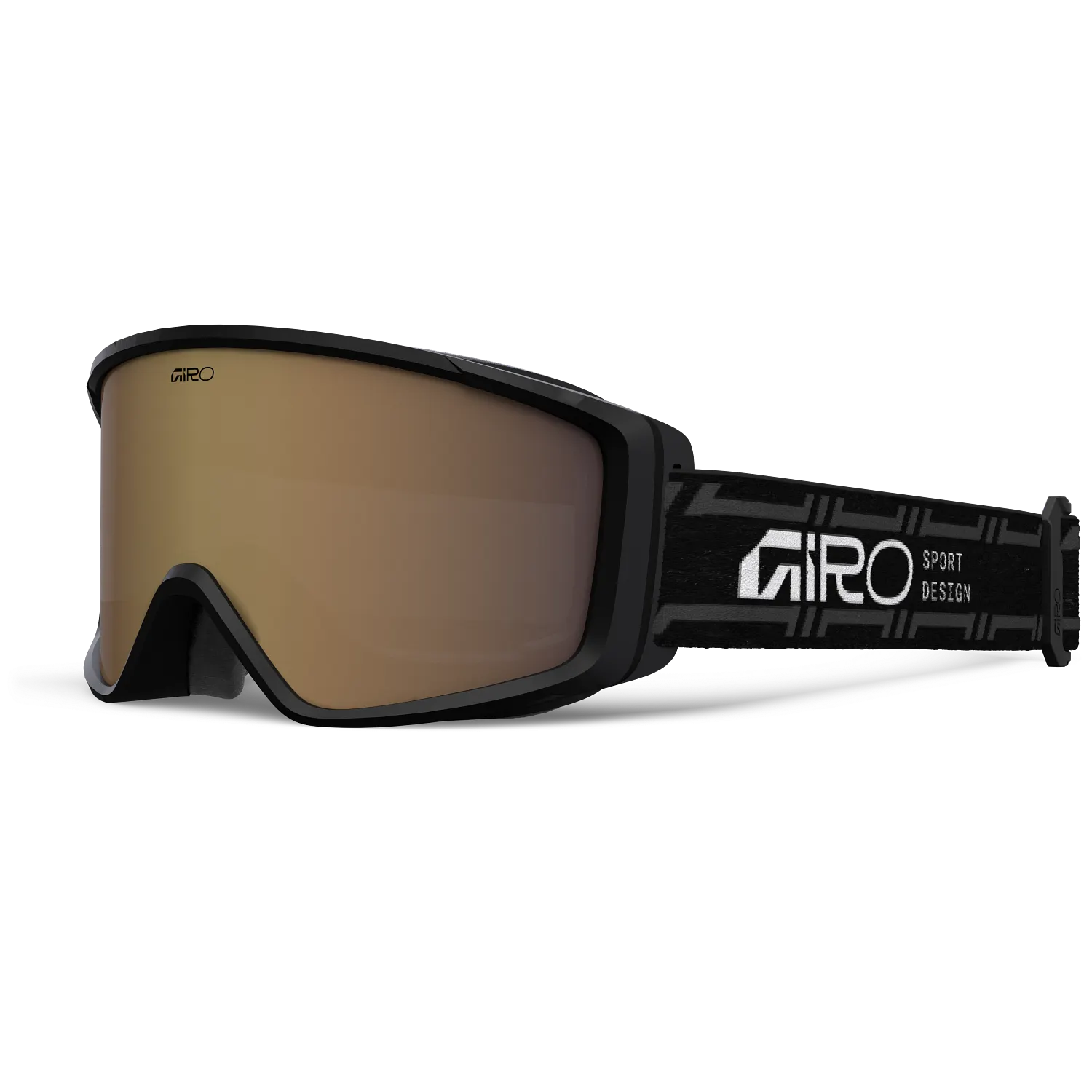 Giro Index 2.0 Asian Fit ski goggle in Black Stacked with Amber Rose VIVID ZEISS lens and OTG design for prescription glasses.