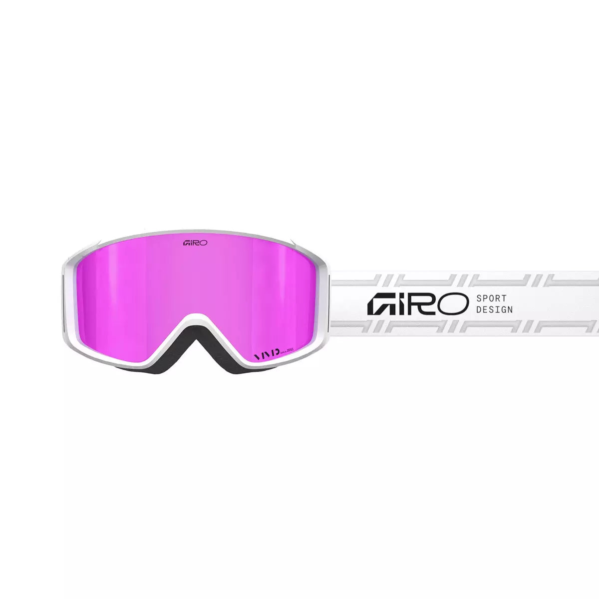 Giro Index 2.0 Asian Fit ski goggle in White Stacked with Amber Pink lens and OTG design for prescription glasses.
