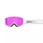 Giro Index 2.0 Asian Fit ski goggle in White Stacked with Amber Pink lens and OTG design for prescription glasses.