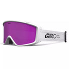 Giro Index 2.0 Asian Fit ski goggle in White Stacked with Amber Pink lens and OTG design for prescription glasses.